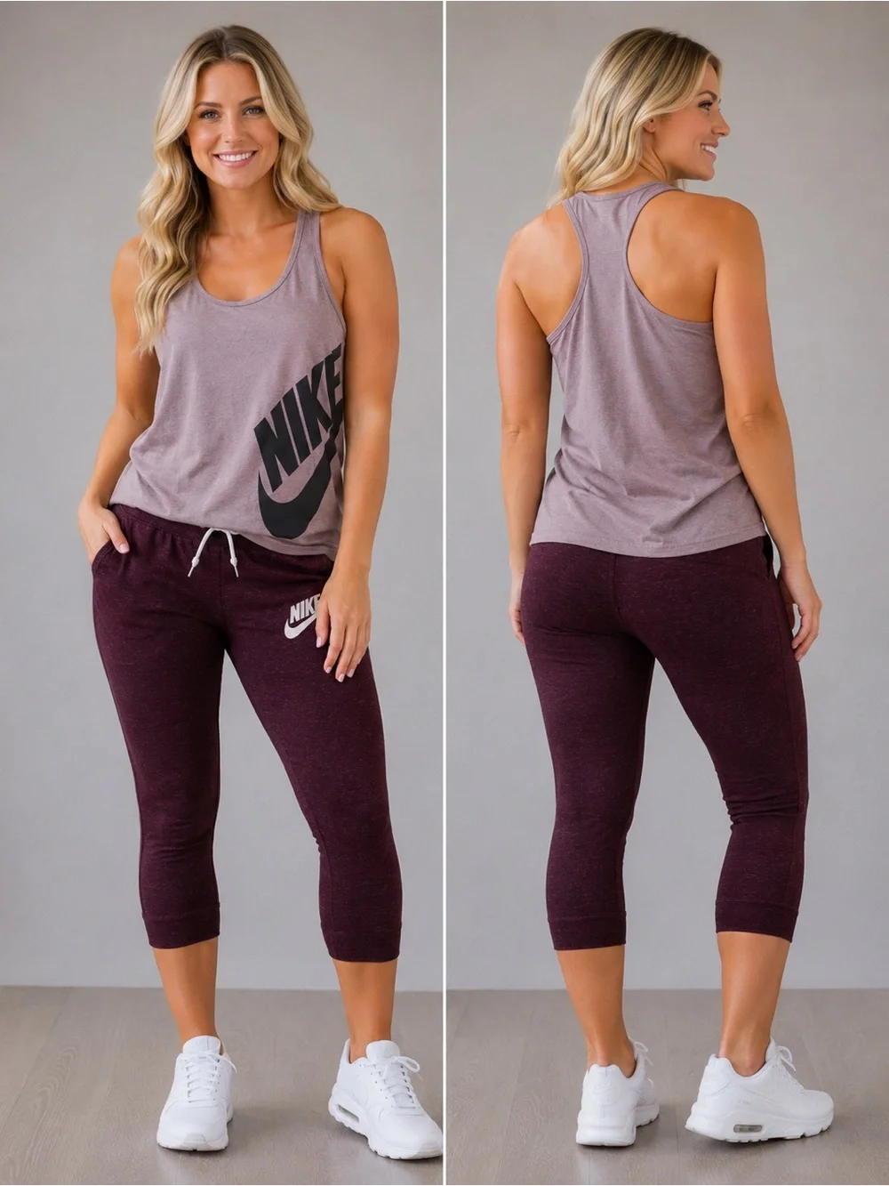 Nike Women’s Maroon Capri Joggers with White Logo
